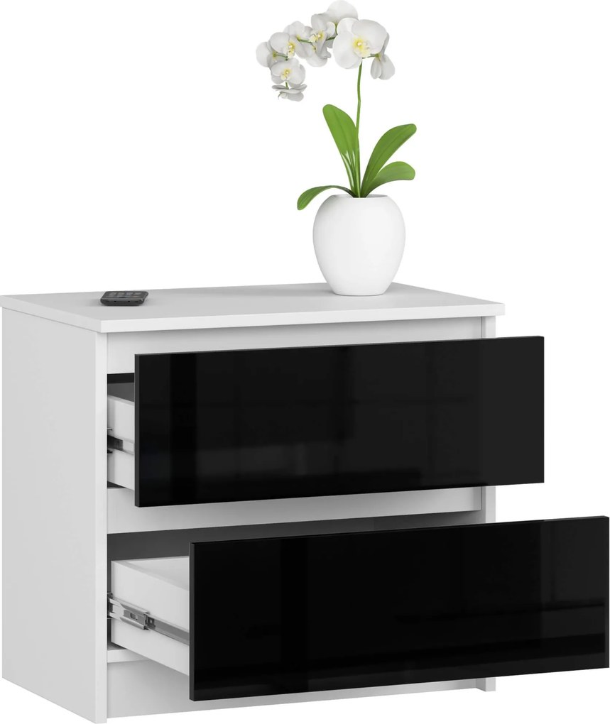 Komoda Liv 60 cm čierna lesklá