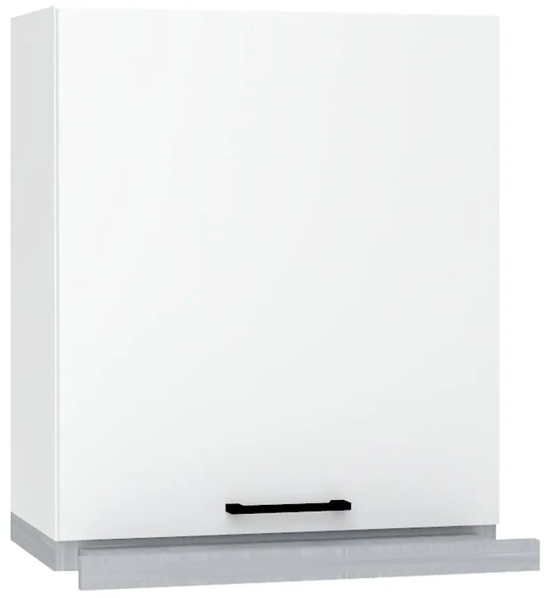 Kuchynská skrinka Max W60/68 Slim Pl so strieborným digestorom biela