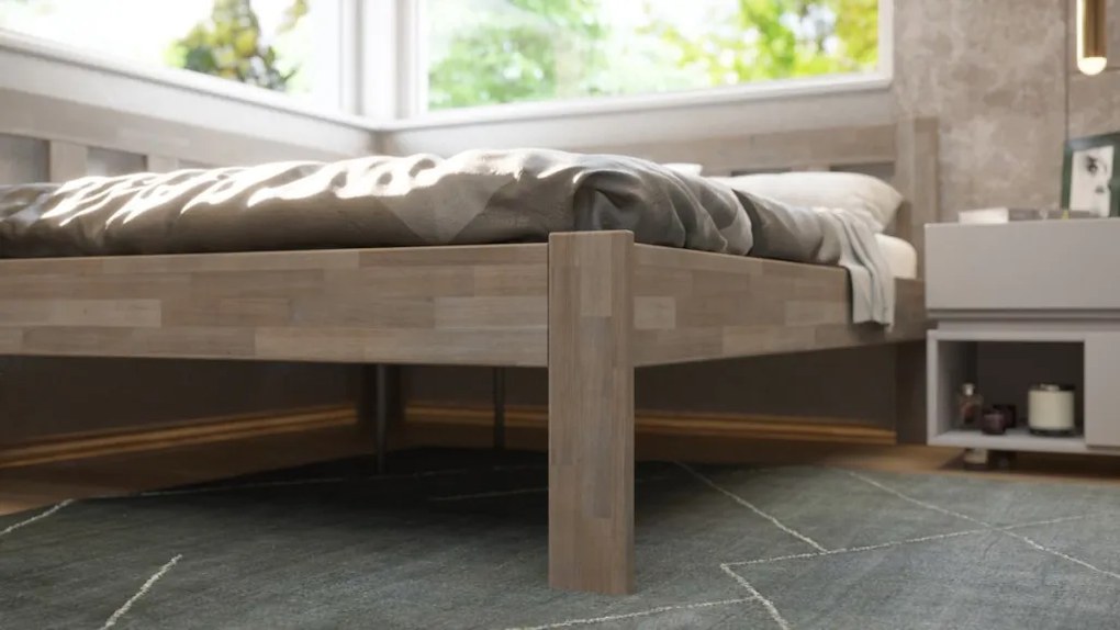 Rohová posteľ so zástenou vľavo Tema L 180x200 cm, šedý buk