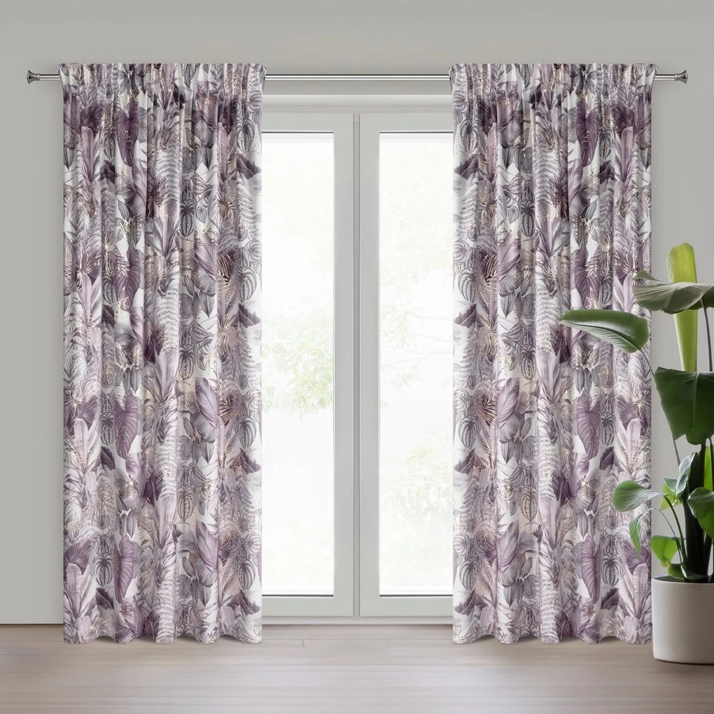 ZATEMŇOVACÍ ZÁVES NA PÁSKE DAVOS2 140X270 CM LISTY