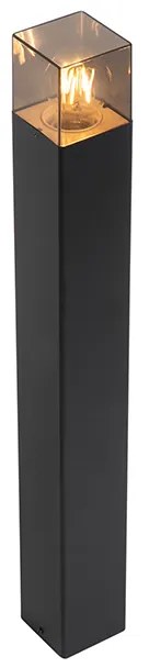 Stojaca vonkajšia lampa čierna 70 cm IP44 s dymovým sklom - Denmark