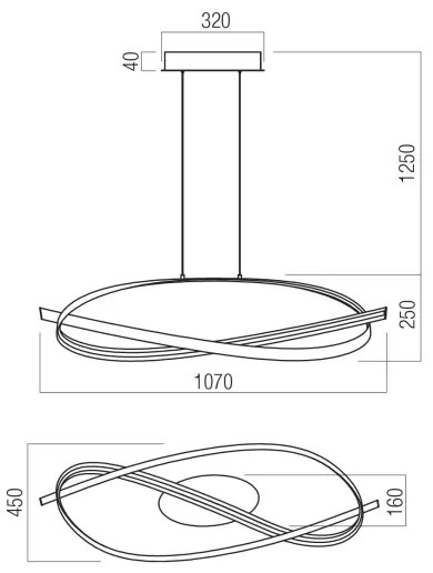 Redo 01-3616 - LED stmievateľný luster na lane IMPULS LED/38W/230V zlatý