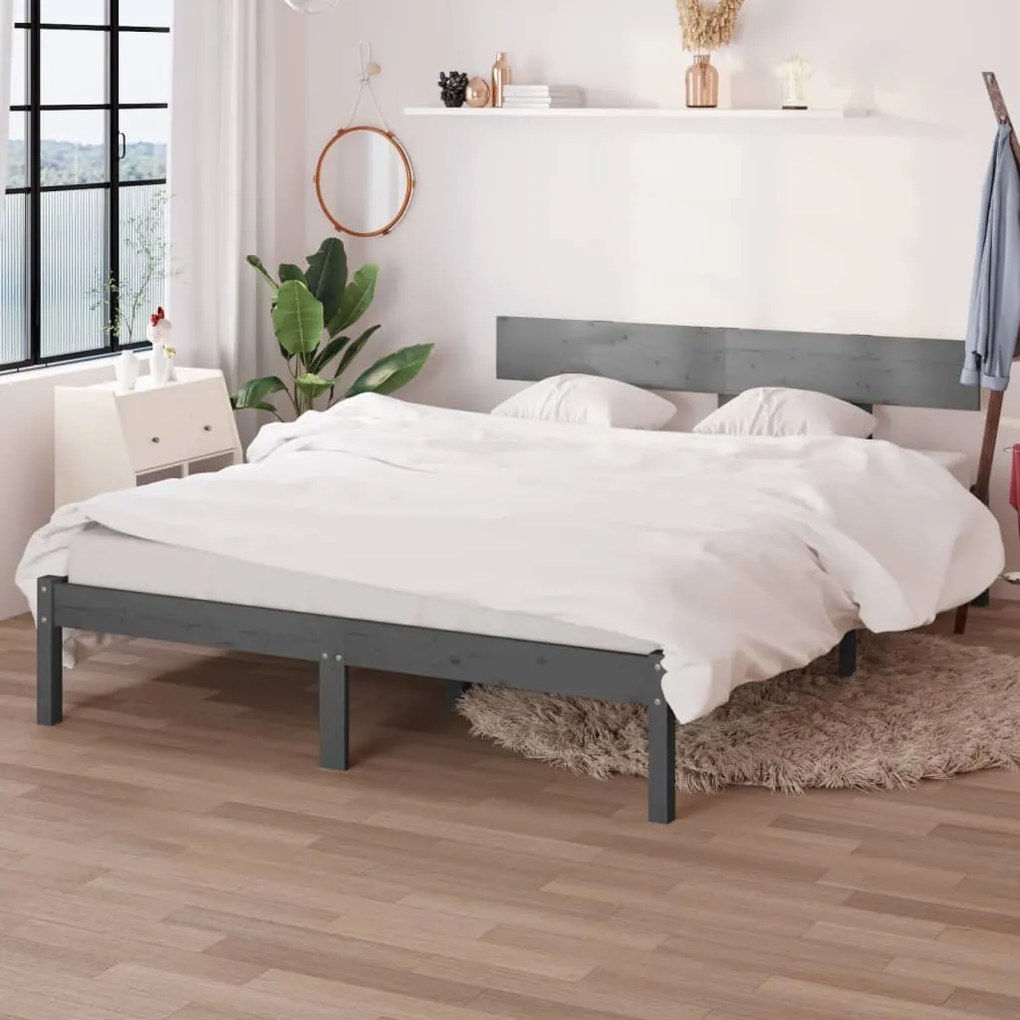 vidaXL Rám postele sivý masívna borovica 140x200 cm