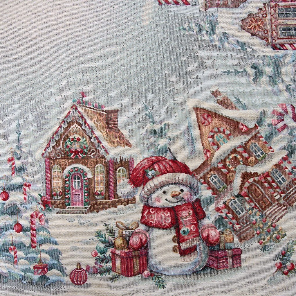 EUROFIRANY VIANOČNÝ GOBELÍNOVÝ OBRUS NOELVILLE 100X100 CM VZOROVANÝ