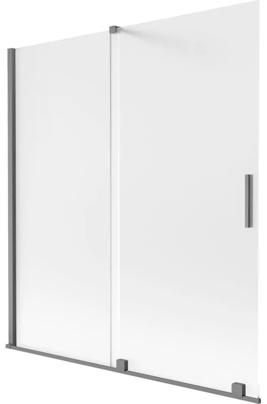 Mexen Velar, 2-krídlová posuvná vaňová zástena 150 x 150 cm, 8mm sklo námraza, brúsený grafit, 896-150-000-31-95