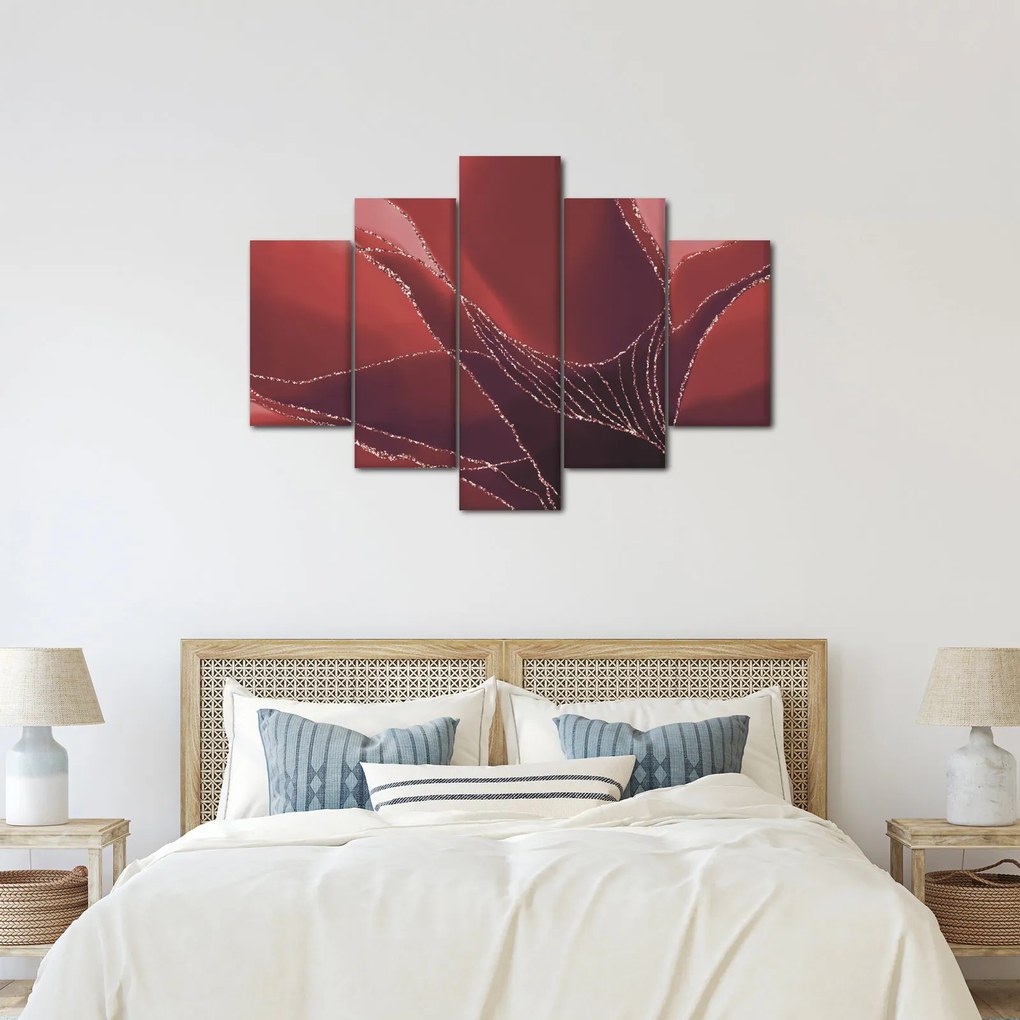 Obraz - Červená abstraktná kvetina N⁰2 (150x105 cm)