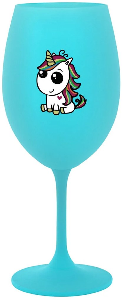 DUHOVÝ JEDNOROŽEC - tyrkysový pohár na víno 350 ml