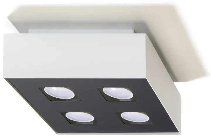 Stropné svietidlo Mono 4, 1x biele/čierne kovové tienidlo