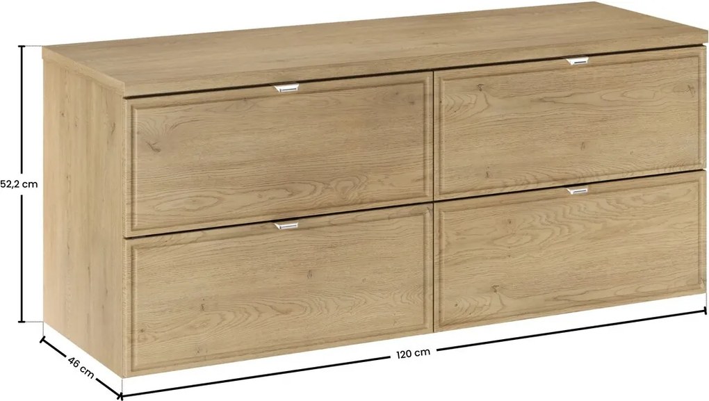 Závesná skrinka pod umývadlo Terra s doskou 120 cm dub cremona
