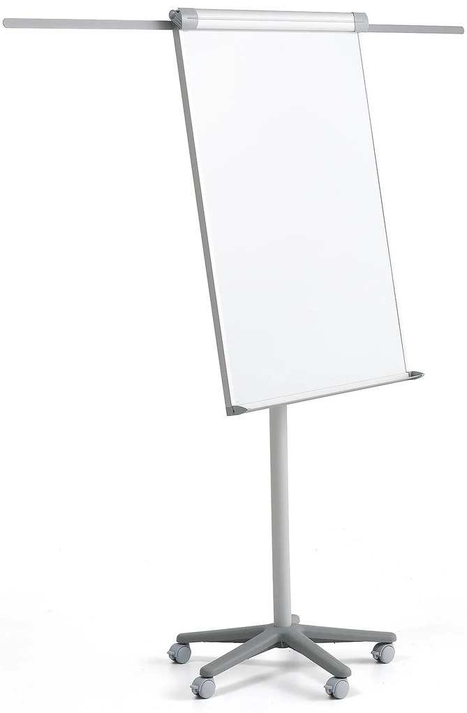 Flipchart s magnetickým povrchom DAISY, s kolieskami s brzdou, šedý