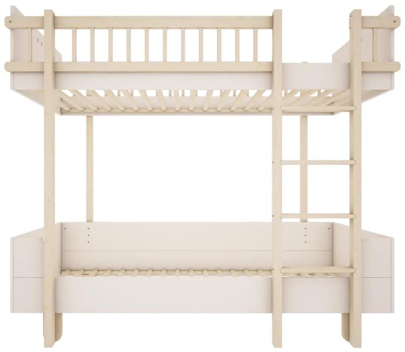 Detská poschodová posteľ s rebríkom vpravo BASIC 90x200 cm