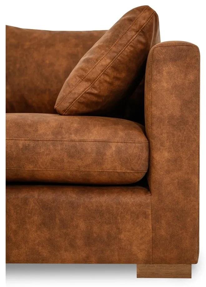 Koňakovohnedá rohová pohovka z imitácie kože (ľavý roh) Hamburg – Scandic