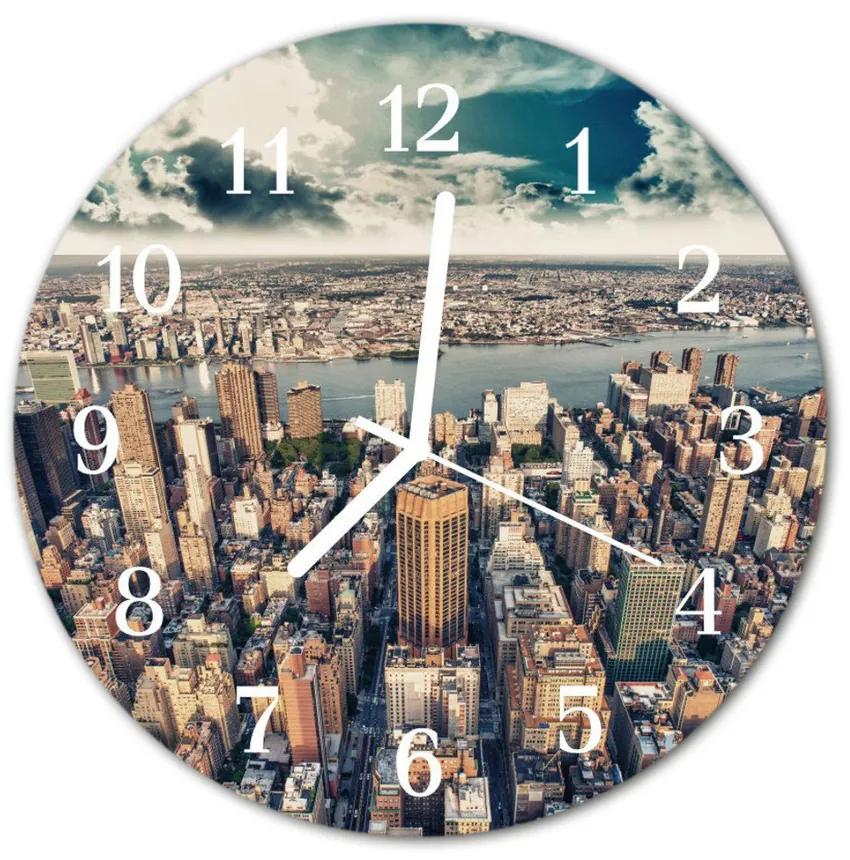 Nástenné sklenené hodiny New york fi 30 cm
