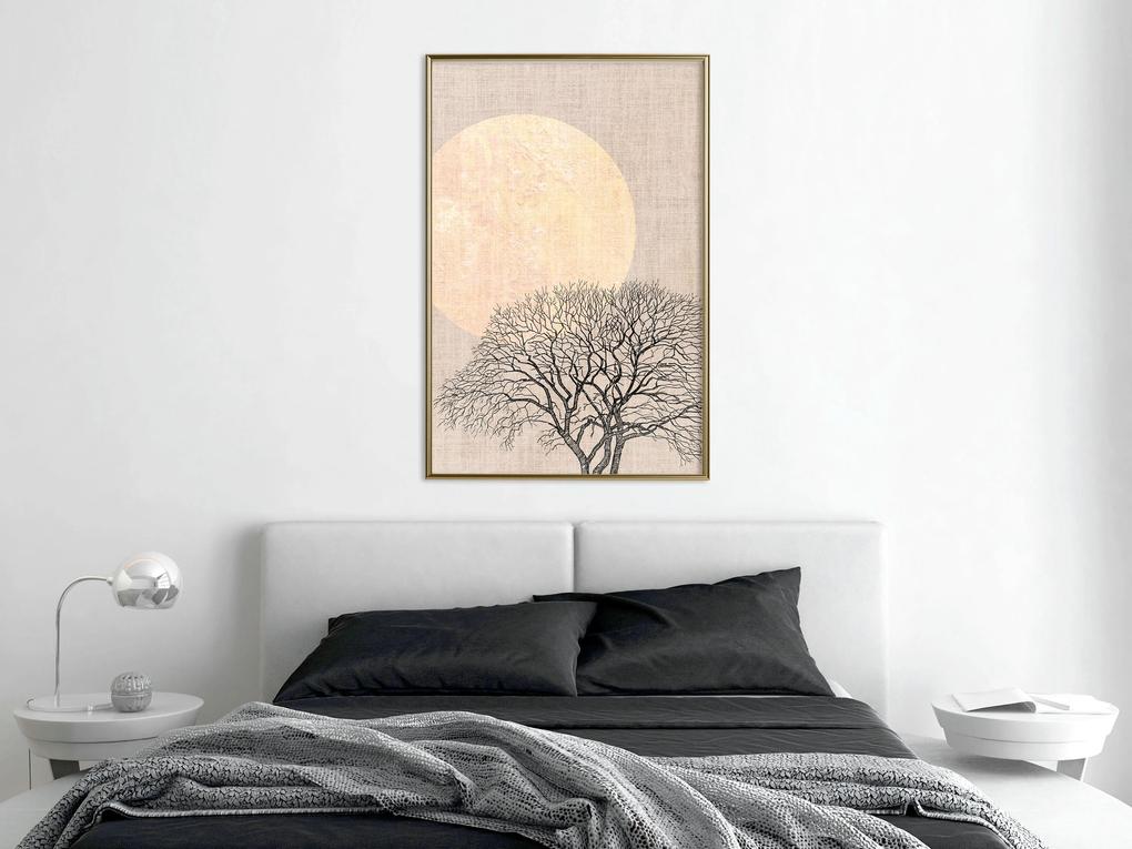 Artgeist Plagát - Morning Full Moon [Poster] Veľkosť: 20x30, Verzia: Čierny rám s passe-partout