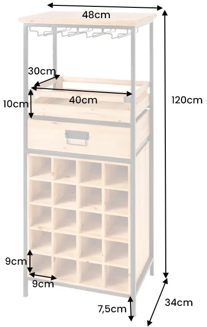 Regál na víno Nikolas 120 cm borovica