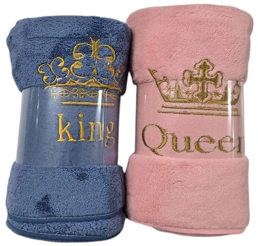 Rýchloschnúca osuška KING AND QUEEN BLUE and WHITE 70x140 cm 4 ks