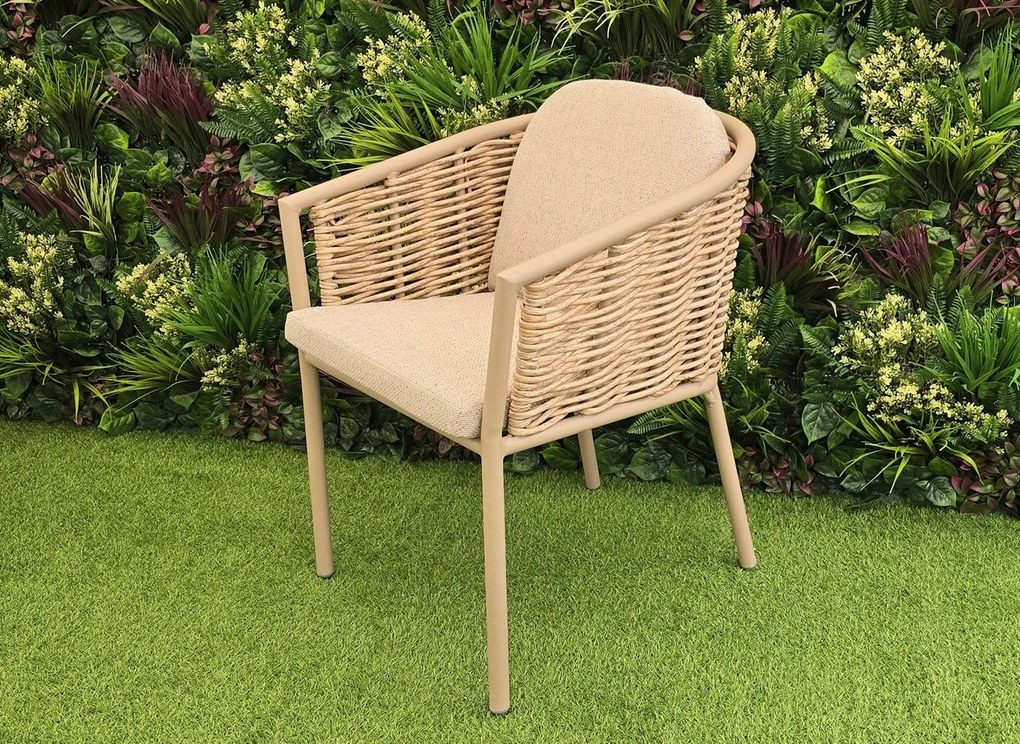 Hliníková ratanová stolička LEVARD svetlohnedá