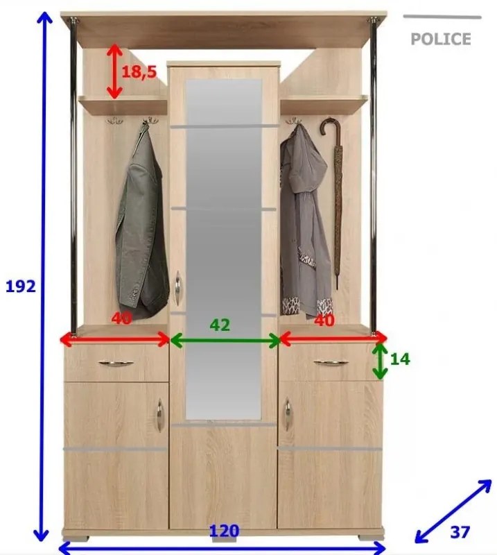 Predsieňová stena Hyacint, dub sonoma