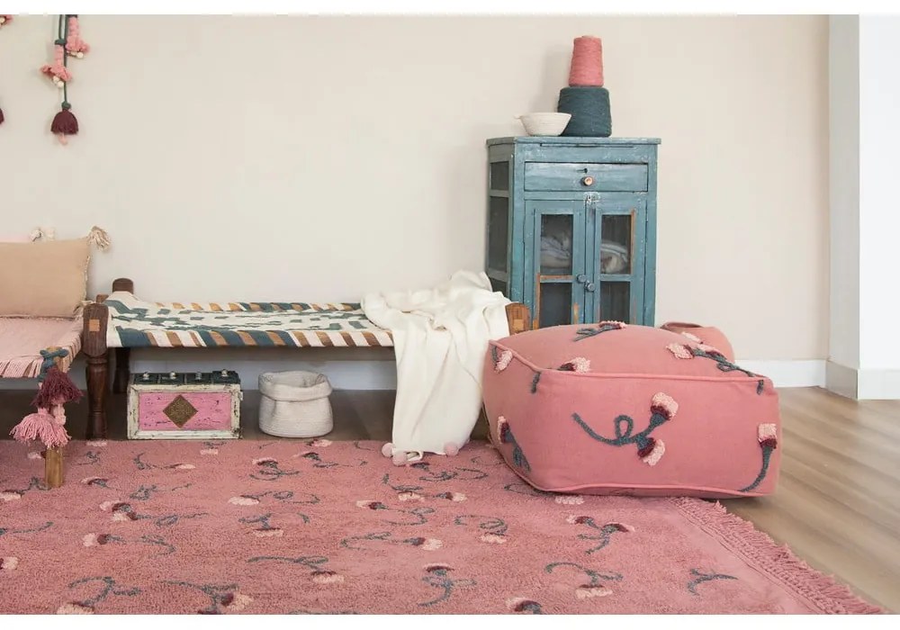 Ružový detský sedací vak English Garden – Lorena Canals