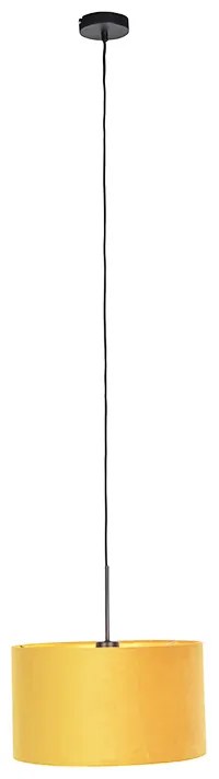Závesné svietidlo s tienidlom z velúru okrová so zlatom 35 cm - Combi