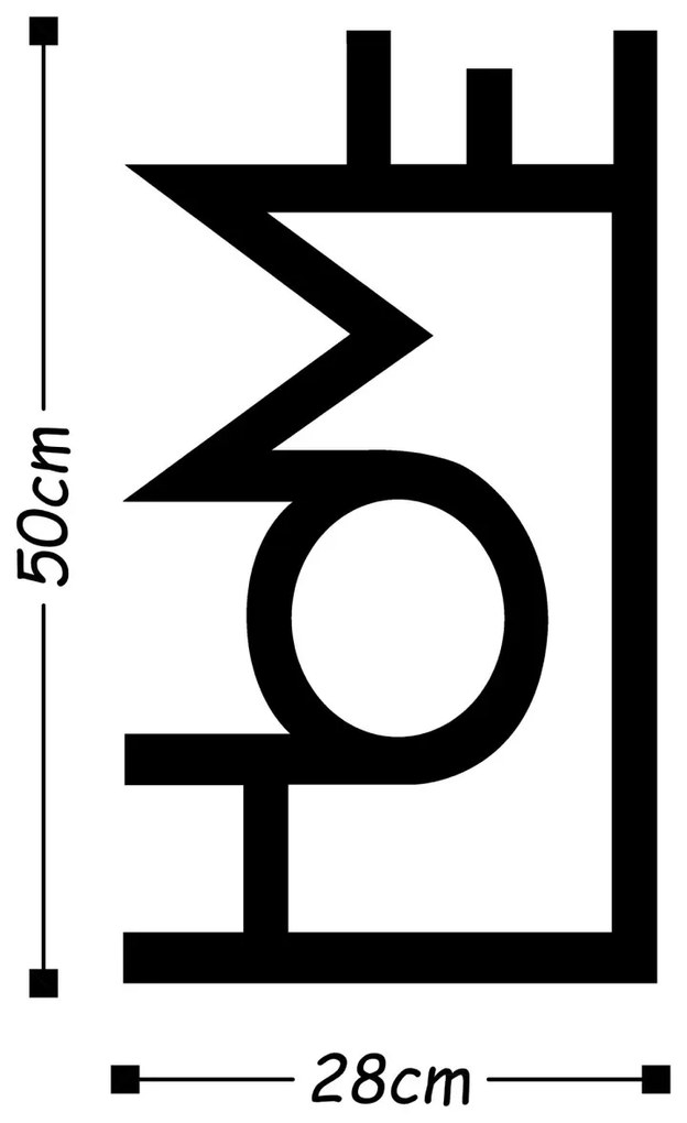 Nástenná kovová dekorácia Domov čierna