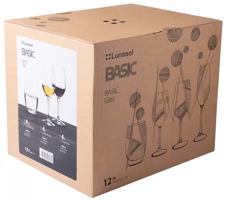 Štartovací set pohárov do domácnosti 12 ks - BASIC Glas Lunasol - 322025