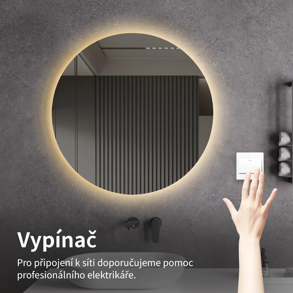 Cerano Nome, LED kúpeľňové zrkadlo Ø 80 cm, CER-CER-476726