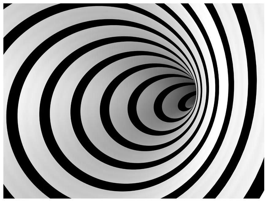 Artgeist Fototapeta - Black and white 3D tunnel Veľkosť: 196x154, Verzia: Samolepiaca