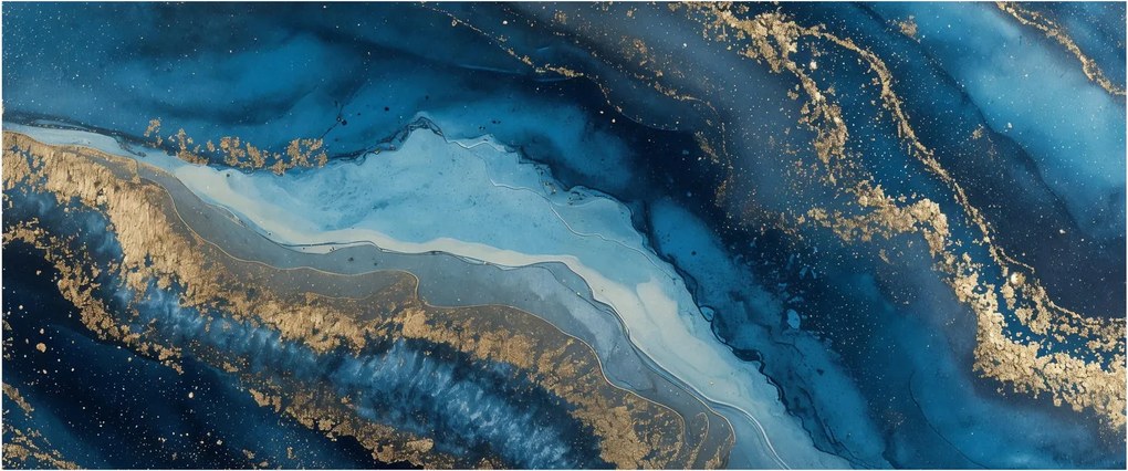 Obraz - Modrá mramorová abstrakcia (120x50 cm)