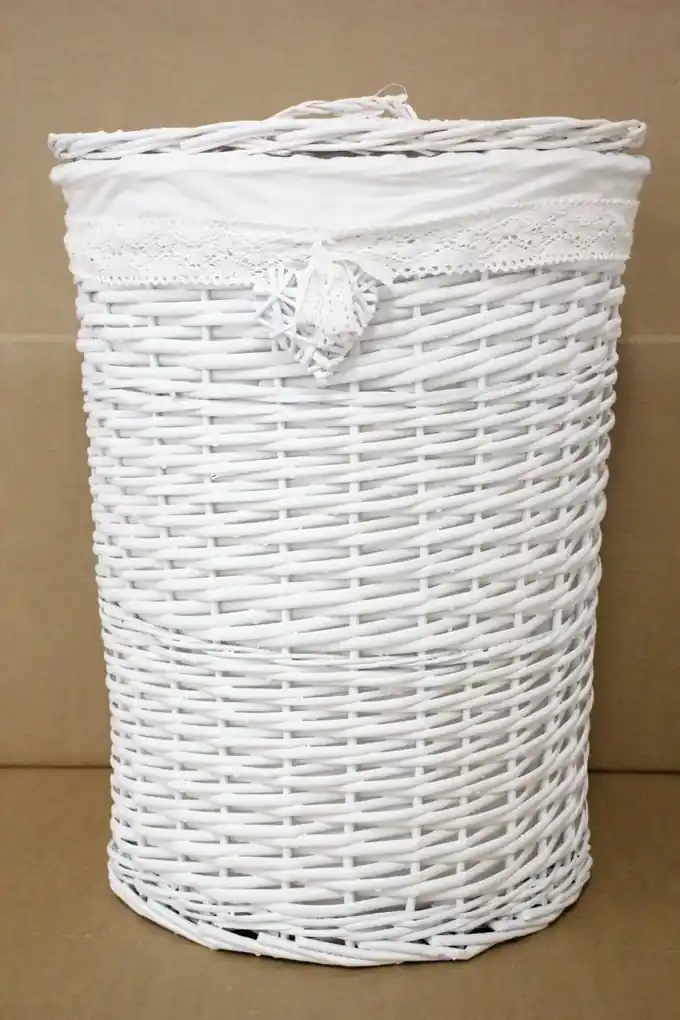 Prútený kôš na prádlo - biely (v. 59 cm, p. 44 cm) | BIANO