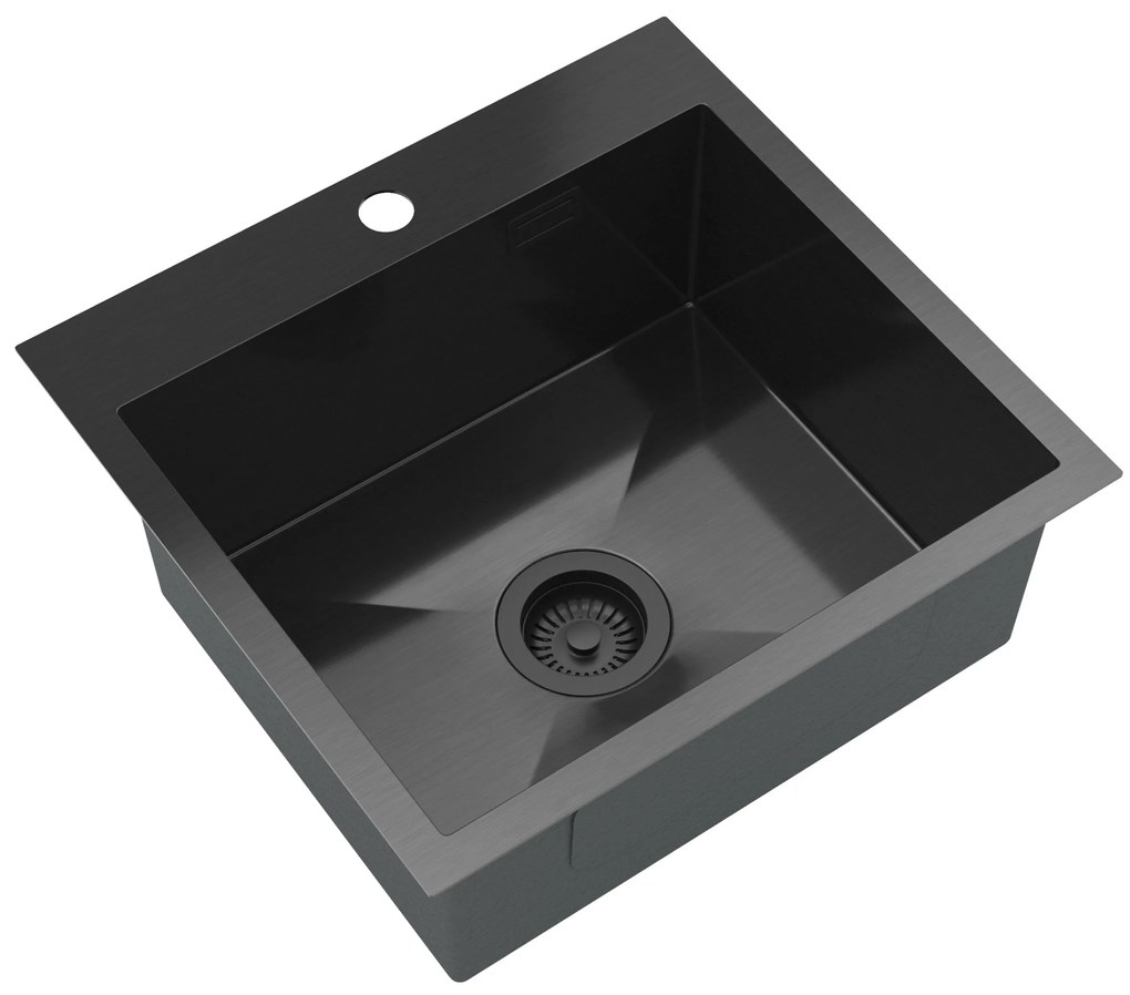 Gamma Gamma, 1-komorový oceľový drez 480x450x210 mm, čierna, GMA-S4845-BK