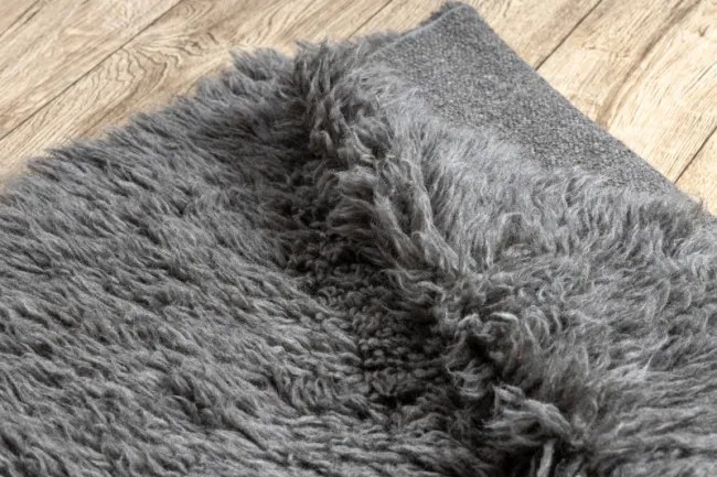 Koberec FLOKATI vlna kruh sivý