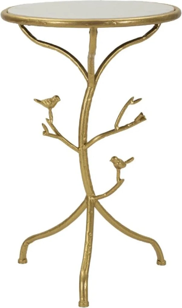 Odkladací stolík Vtáky 38 cm zlatý/mramor