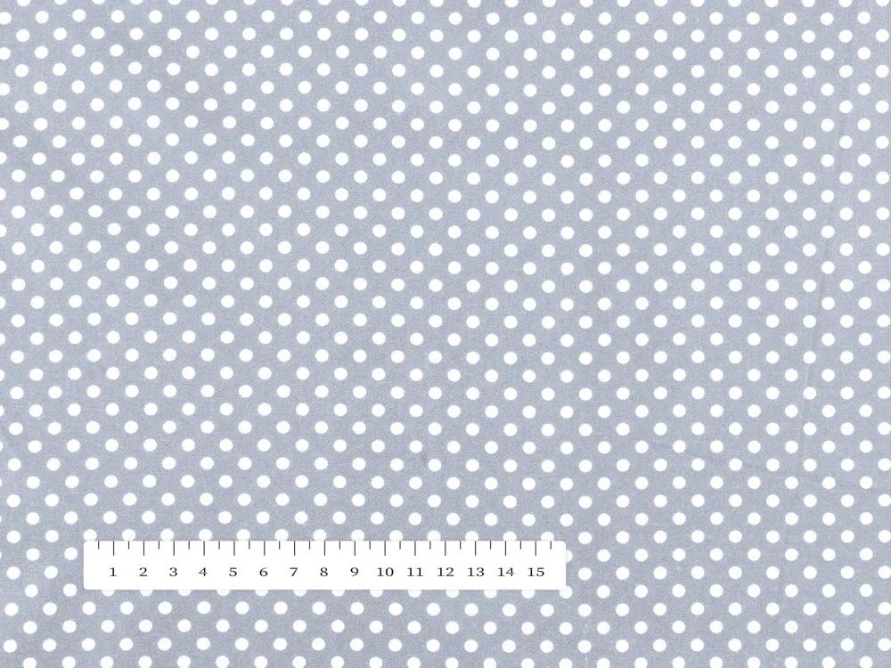 Biante Detské bavlnené posteľné obliečky do postieľky Sandra SA-342 Biele bodky na sivom Do postieľky 100x135 a 40x60 cm