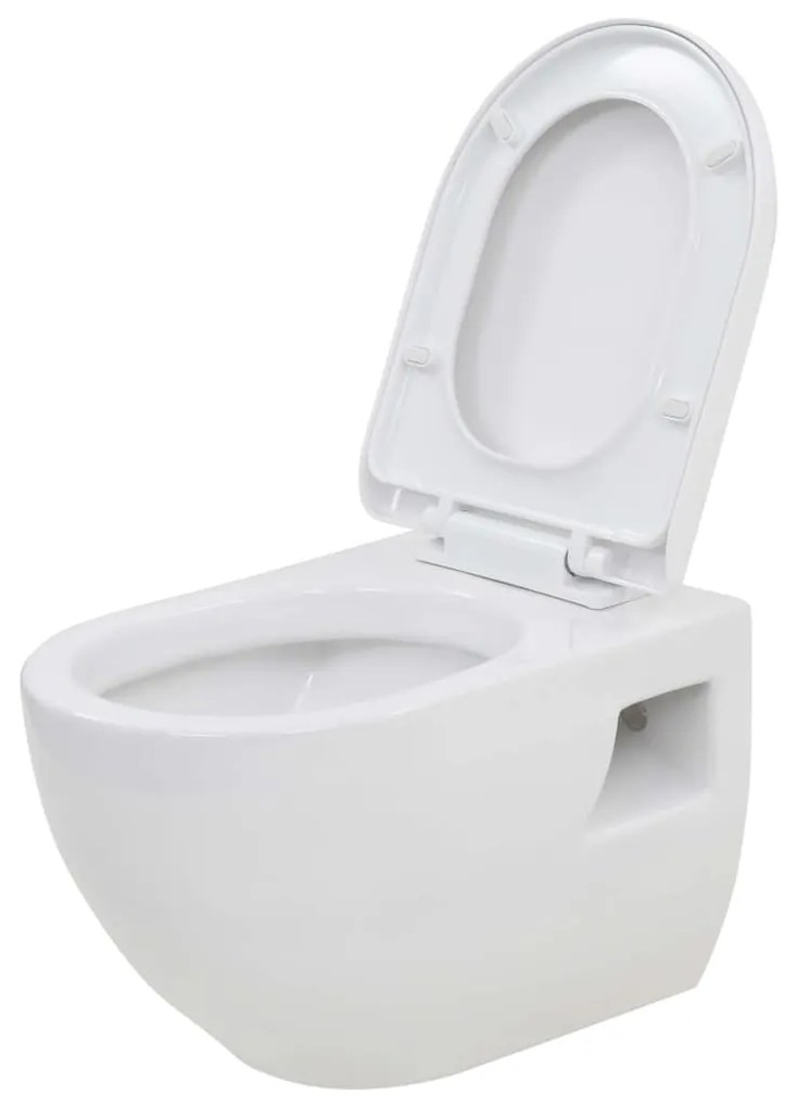 vidaXL Závesné WC, keramické, biele