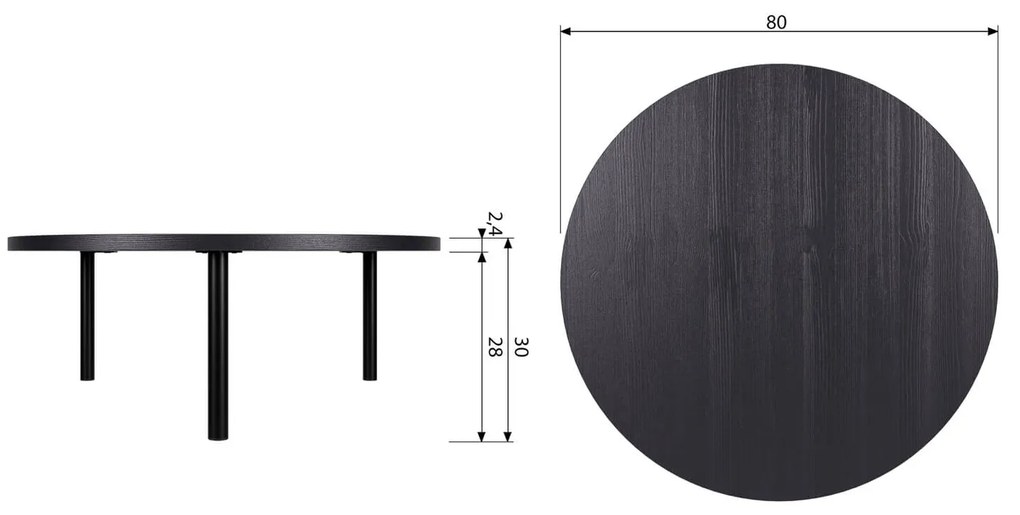 Konferenčný stolík lau ø 80 cm čierny MUZZA