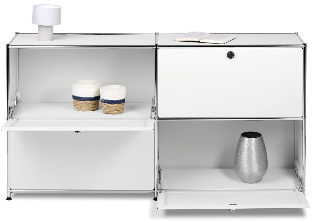 Komoda »CN3« so štyrmi zatváracími policami, biela