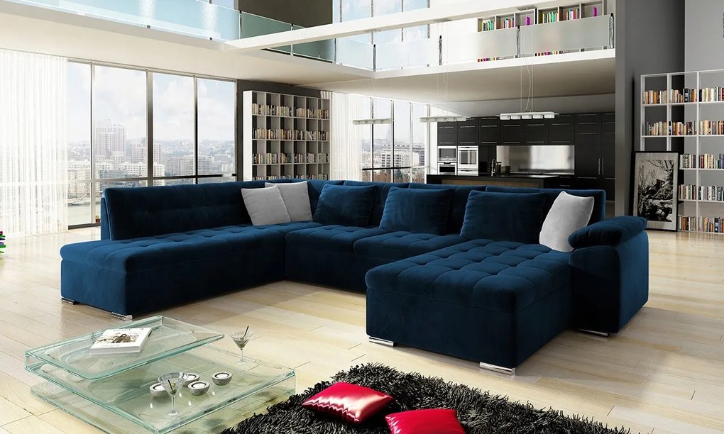 Rohová pohovka Talina s funkciou spania (Pravá U) (Kronos 09 Paros 05)