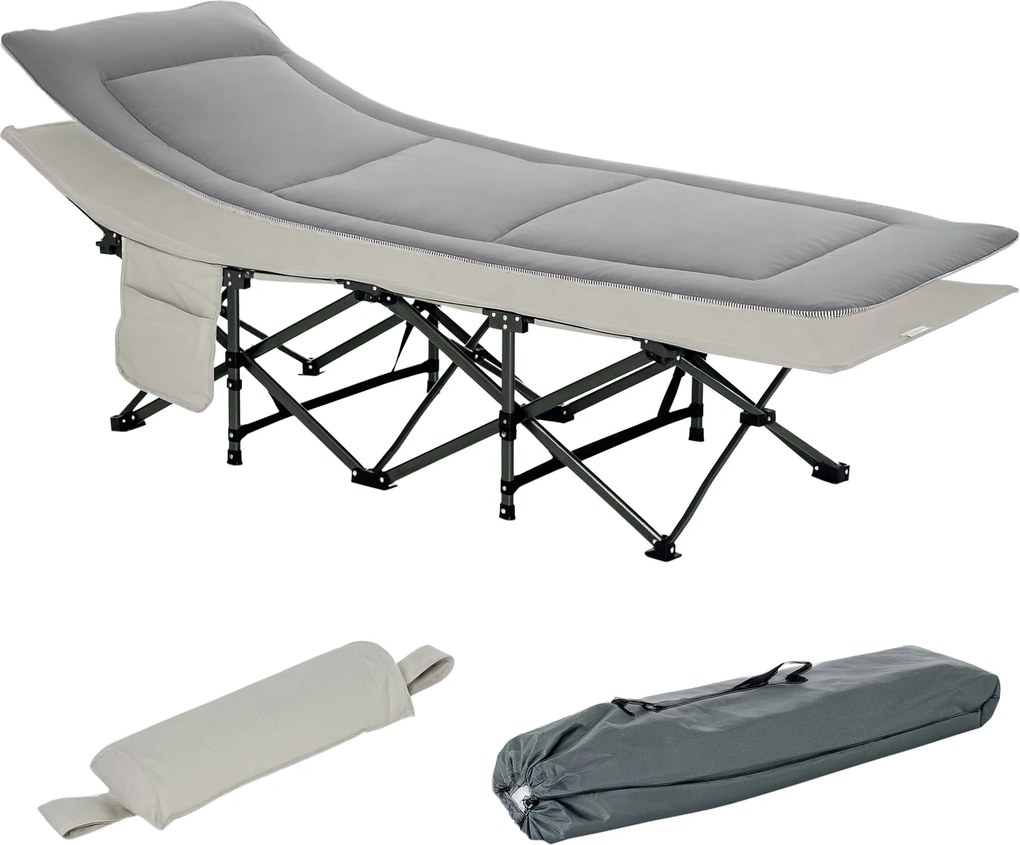 Zložený kempingový postel s matracom a taškou 188 x 64,5 x 53 cm pre hostí s nosnosťou až 150 kg - Kempingová postel pre dospelých - Zložená postel na