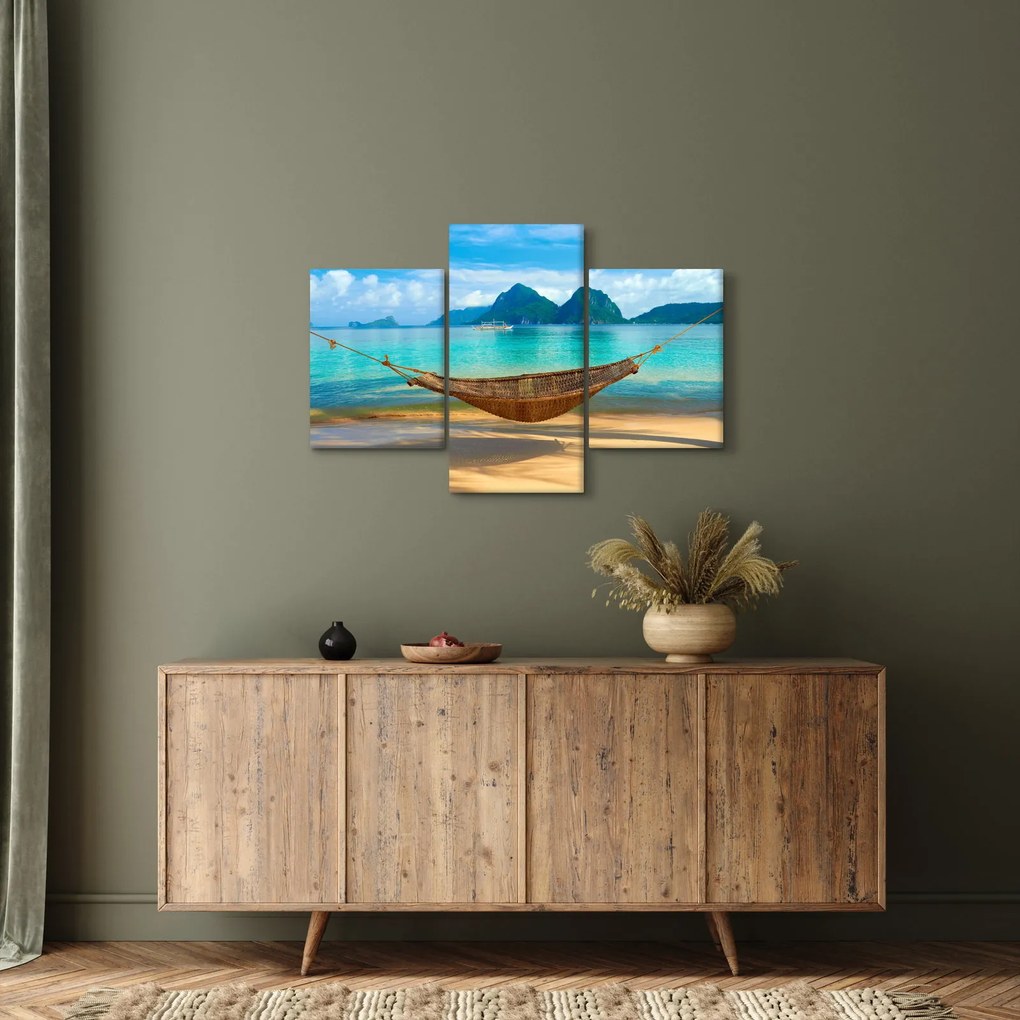 Obrázok hojdacej siete na pláži 3 (90x60 cm)