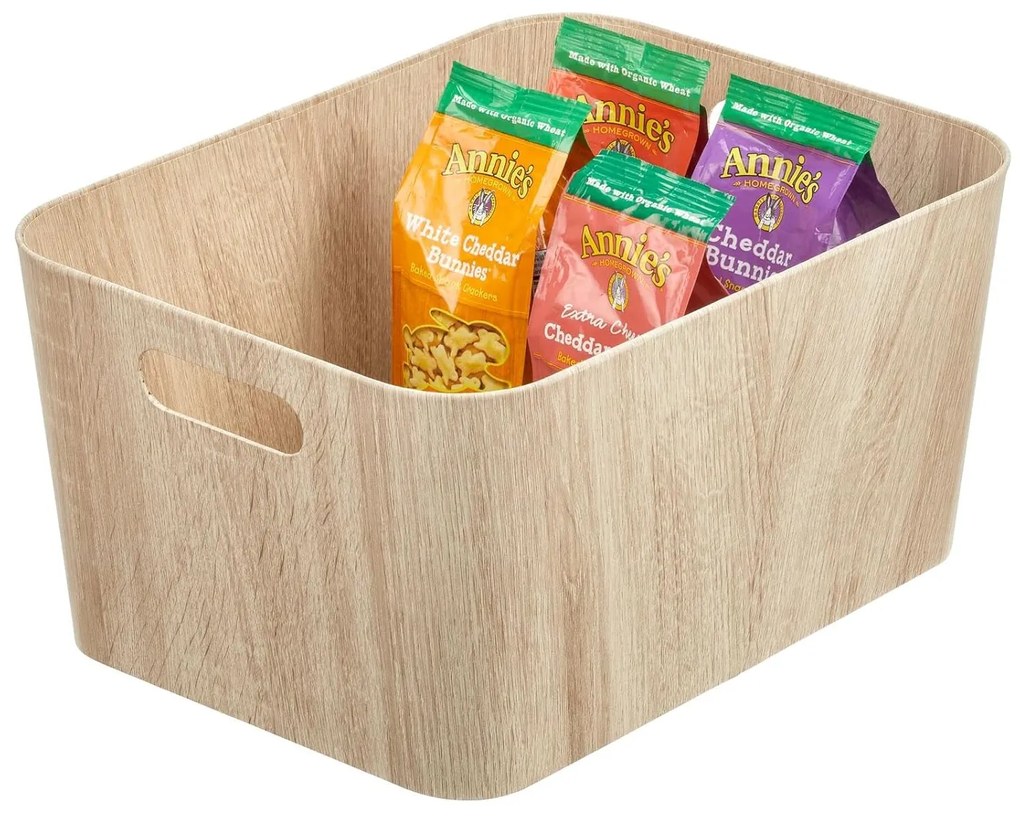 Úložný box s rúčkami, drevený vzhľad, WOOD-EFEKT, 40x30x20