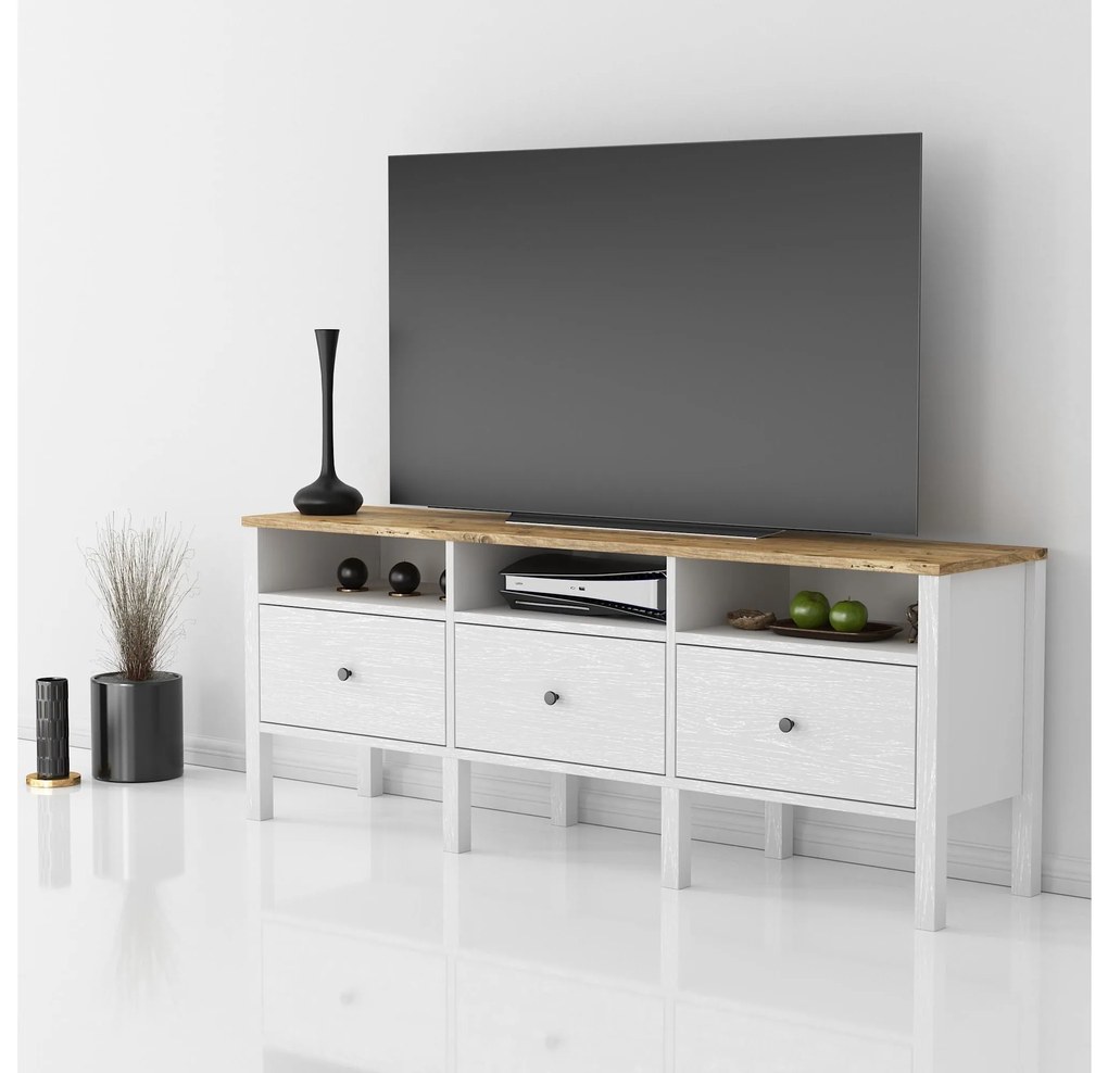 TV stolík/skrinka Franc 26 (biele drevo). Akcia -18%. Vlastná spoľahlivá doprava až k Vám domov. 1107894