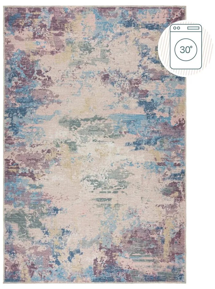 Modro-fialový umývateľný koberec s prímesou recyklovaných vlákien 160x230 cm Reid – Flair Rugs