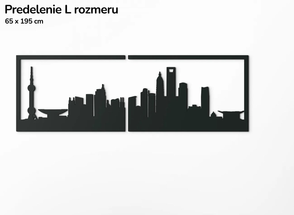 drevko Obraz Šanghaj panoráma Rozmer obrazu: 29,5 x 89 cm, Farba dekorácie: Čierna
