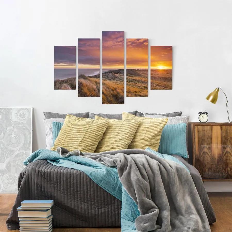 Manufakturer -  Päťdielny obraz Východ slnka na pláži na Sylte