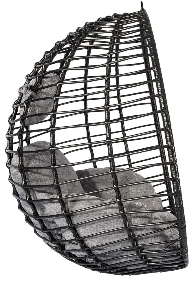 Čierne závesné kreslo z umelého ratanu Bonami Selection Mila