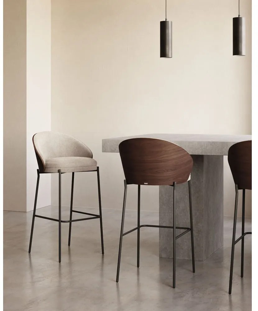 Hnedo-béžová barová stolička (výška sedadla 65 cm) Eamy – Kave Home