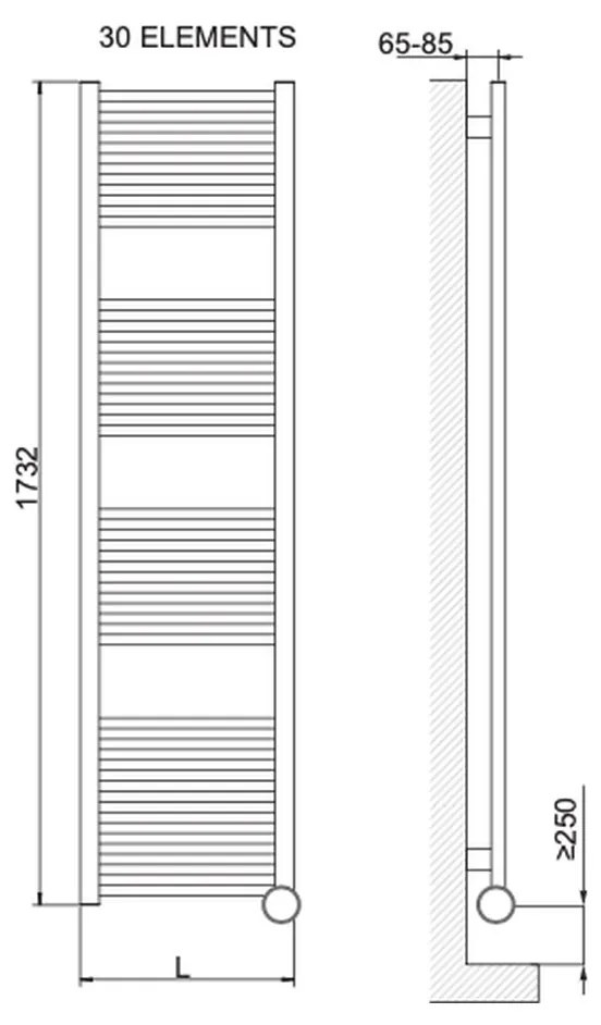 Cordivari Lisa 22 electric s ECO termostatom - Radiátor 1732x500 mm, chróm 3581646110122