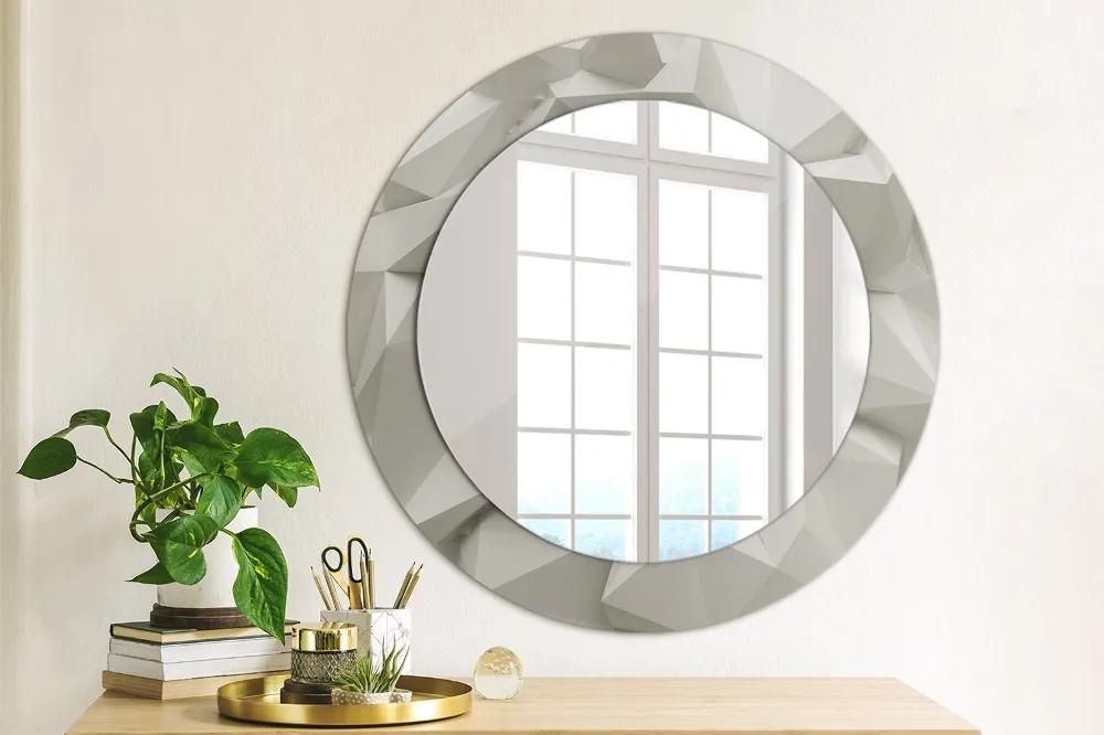 Okrúhle ozdobné zrkadlo na stenu Abstraktný biely kryštál fi 60 cm