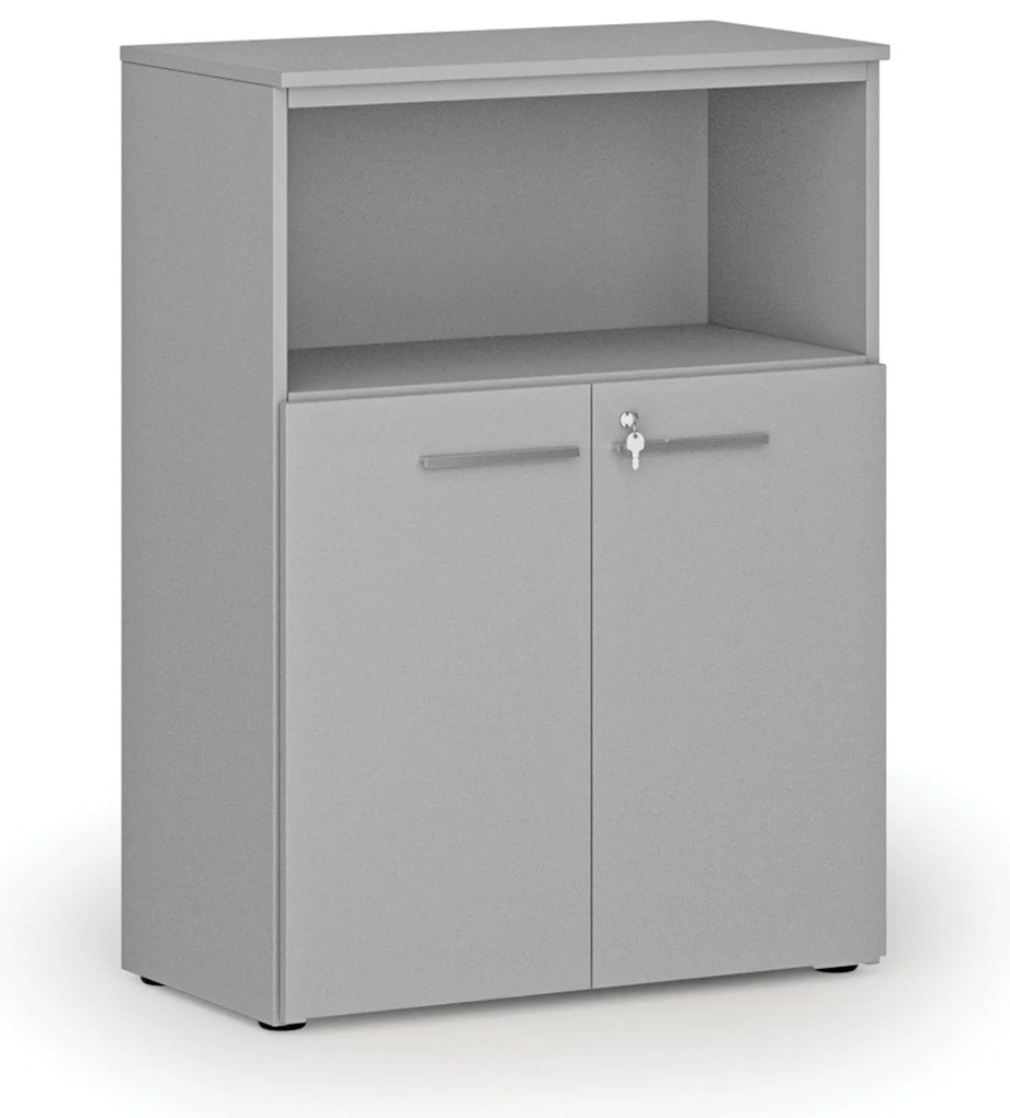 Kombinovaná kancelárska skriňa PRIMO GRAY, 800 x 420 x 1087 mm, sivá